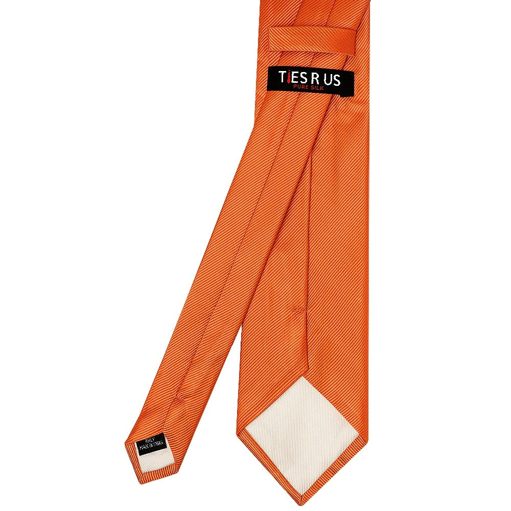 Orange Silk Twill Classic Mens Tie And Pocket Square Set 5