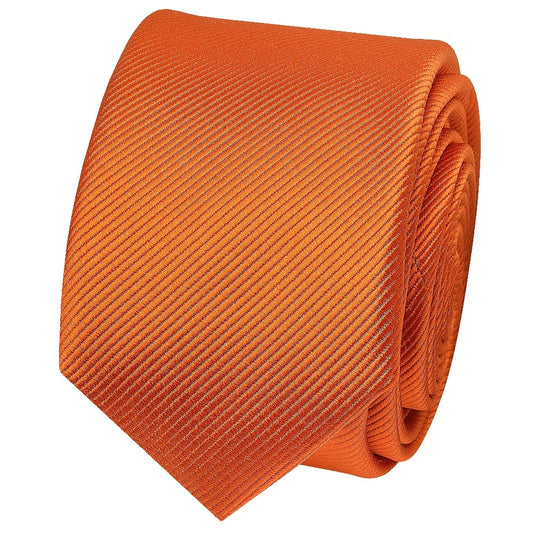 Orange Silk Twill Skinny Mens Tie 2