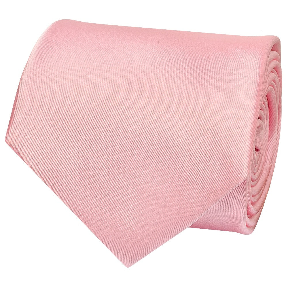 Plain Pink Satin Classic Mens Tie And Pocket Square Set 4