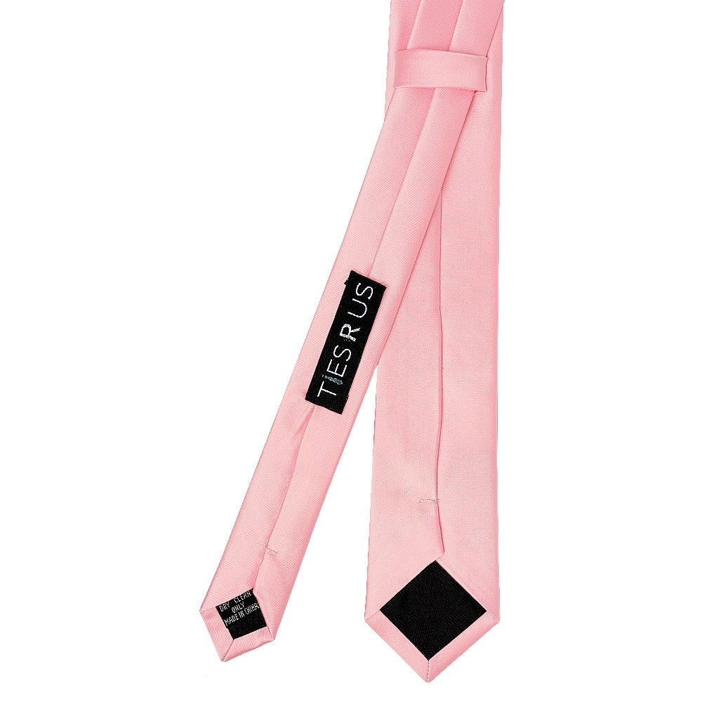 Pink Satin Skinny Boys Tie 3