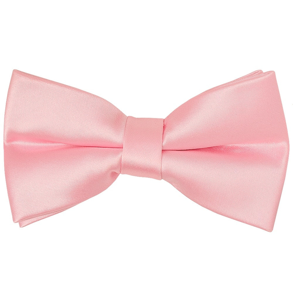Pre Tied Pink Satin Boys Bow Tie And Pocket Square Set 2