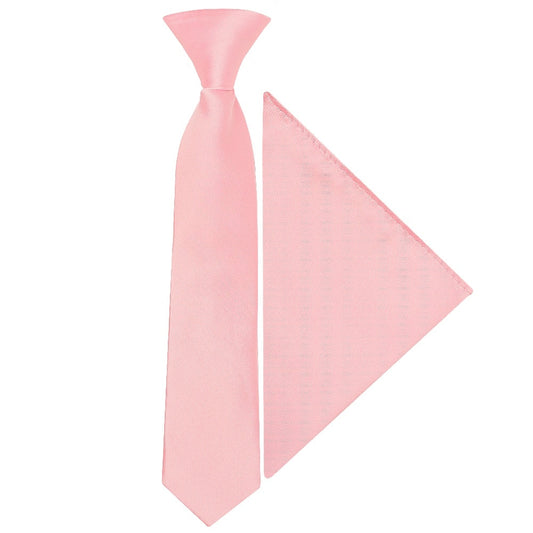 Pre Tied Pink Satin Boys Tie And Pocket Square Set Age 4 7 1