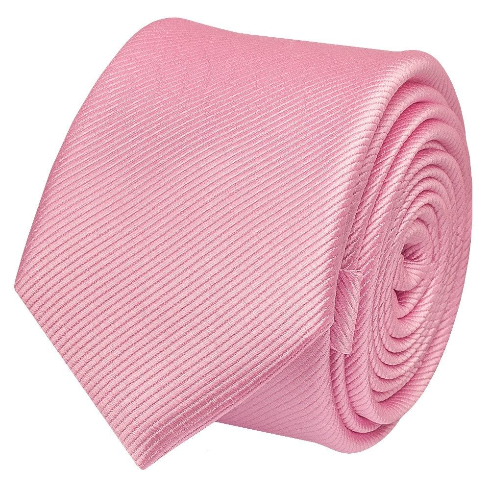 Blush Pink Silk Twill Skinny Mens Tie 2