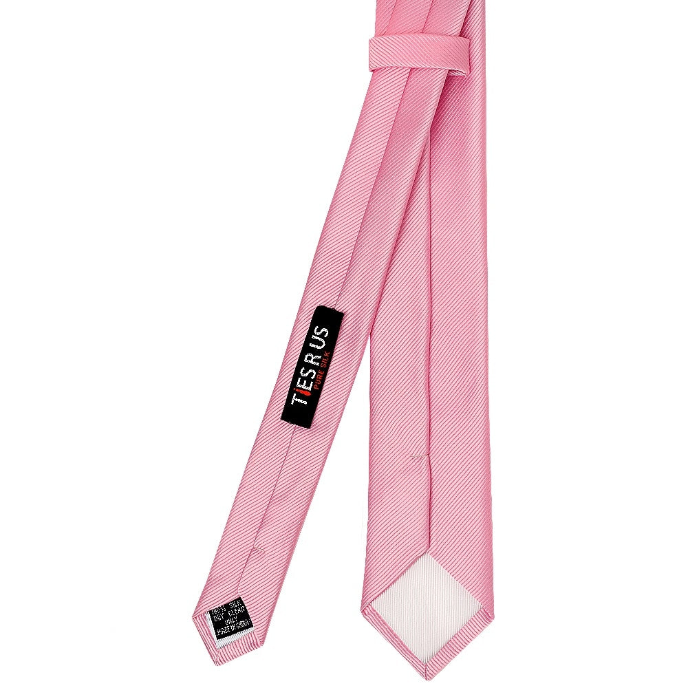 Blush Pink Silk Twill Skinny Mens Tie And Pocket Square Set 4