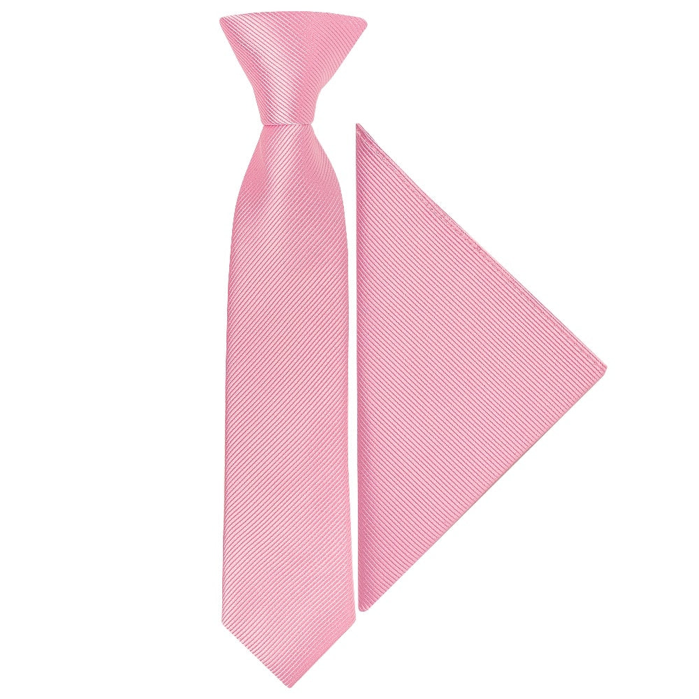 Pre Tied Blush Pink Twill Silk Boys Tie And Pocket Square Set Age 4 7 1