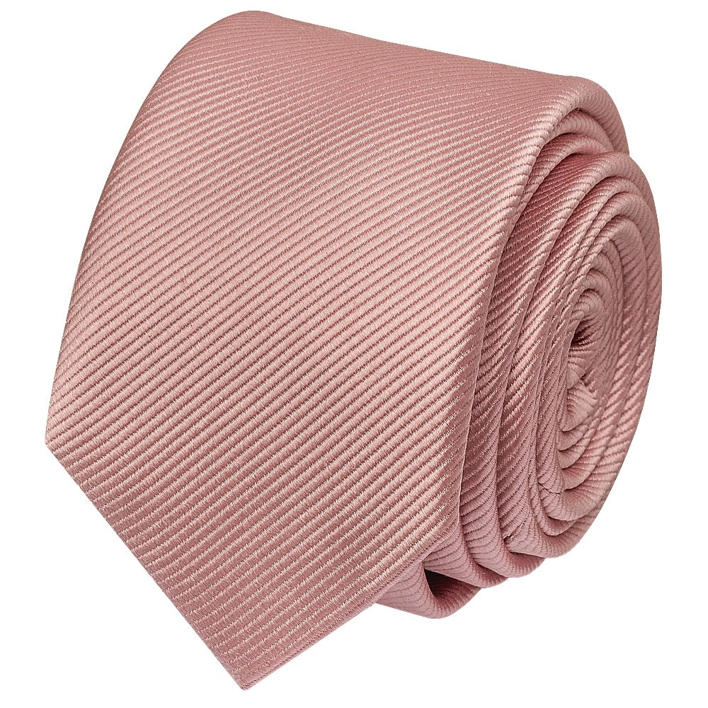 Dusty Rose Silk Twill Skinny Mens Tie 2