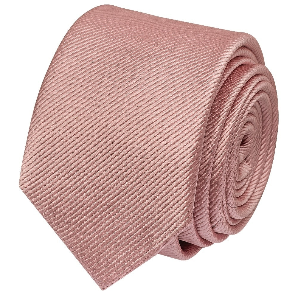 Dusty Rose Silk Twill Skinny Mens Tie And Pocket Square Set 3
