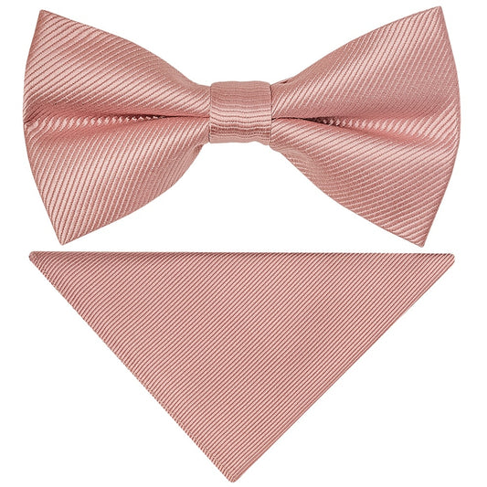 Pre Tied Dusty Rose Twill Silk Boys Bow Tie And Pocket Square Age 4 7 1