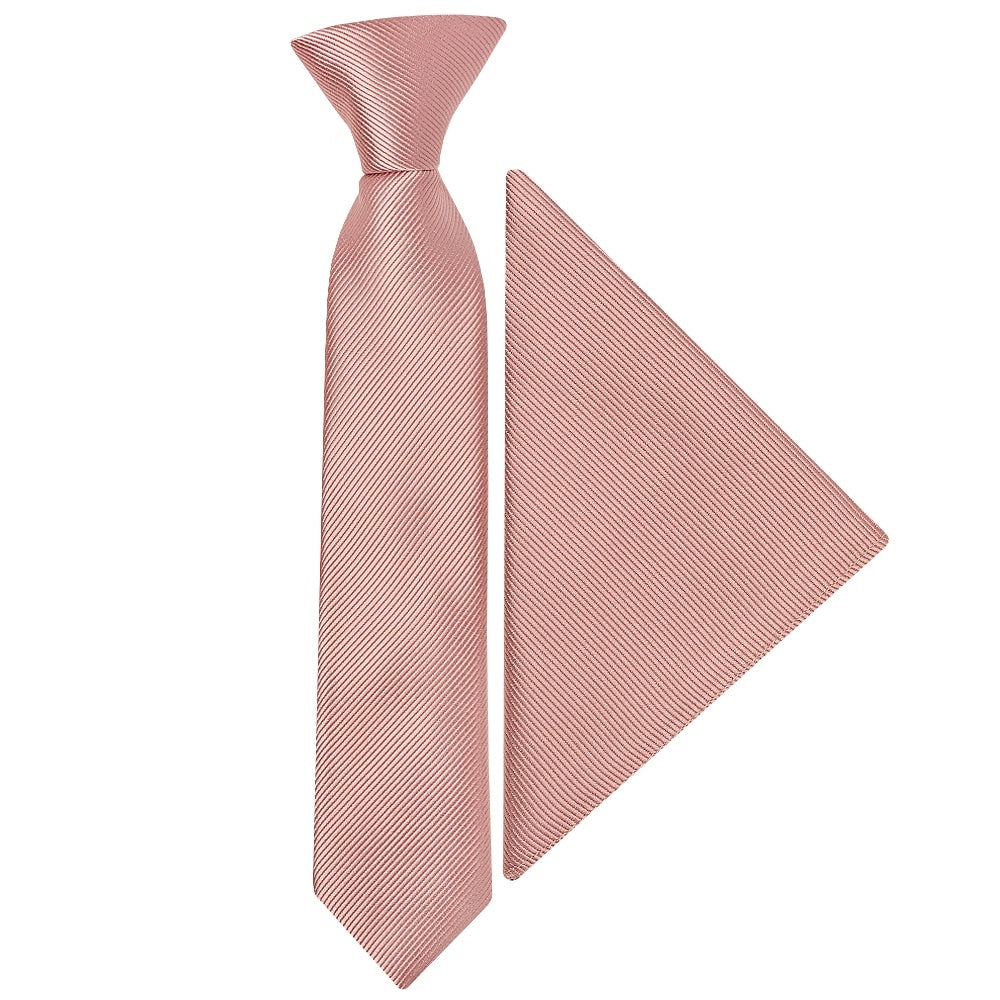 Pre Tied Dusty Rose Twill Silk Boys Tie And Pocket Square Set Age 4 7 1