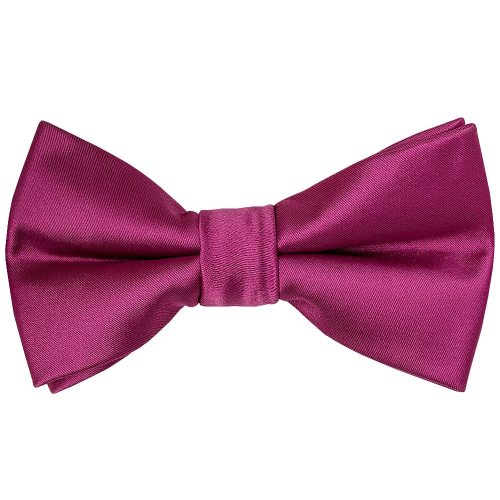 Pre Tied Fuchsia Satin Boys Bow Tie And Pocket Square Set 2