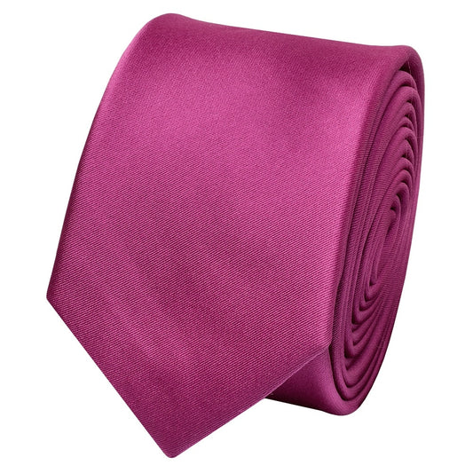 Fuchsia Pink Satin Skinny Mens Tie 2