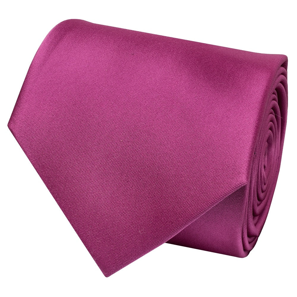 Plain Fuchsia Pink Satin Classic Mens Tie And Pocket Square Set 4