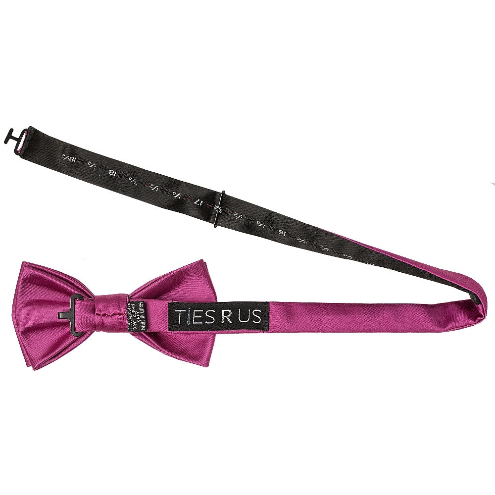 Plain Fuchsia Pink Handmade Mens Bow Tie And Pocket Square Set 3