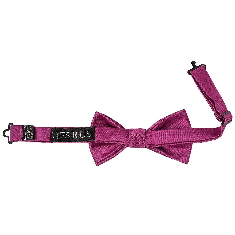 Pre Tied Fuchsia Satin Boys Bow Tie And Pocket Square Set 3