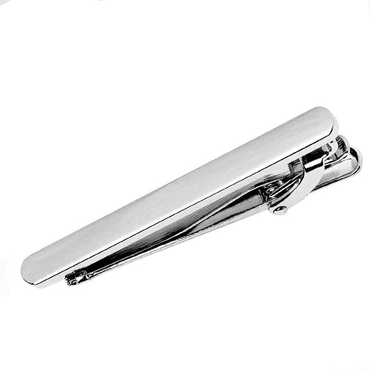 Plain Silver Chrome Bar Tie Clip 1