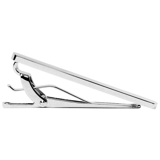 Plain Silver Chrome Bar Tie Clip