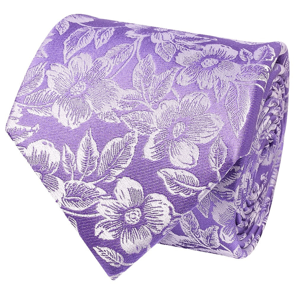 Mens Lavender Floral Silk Classic Tie 2