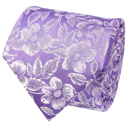 Mens Lavender Floral Silk Classic Tie 2