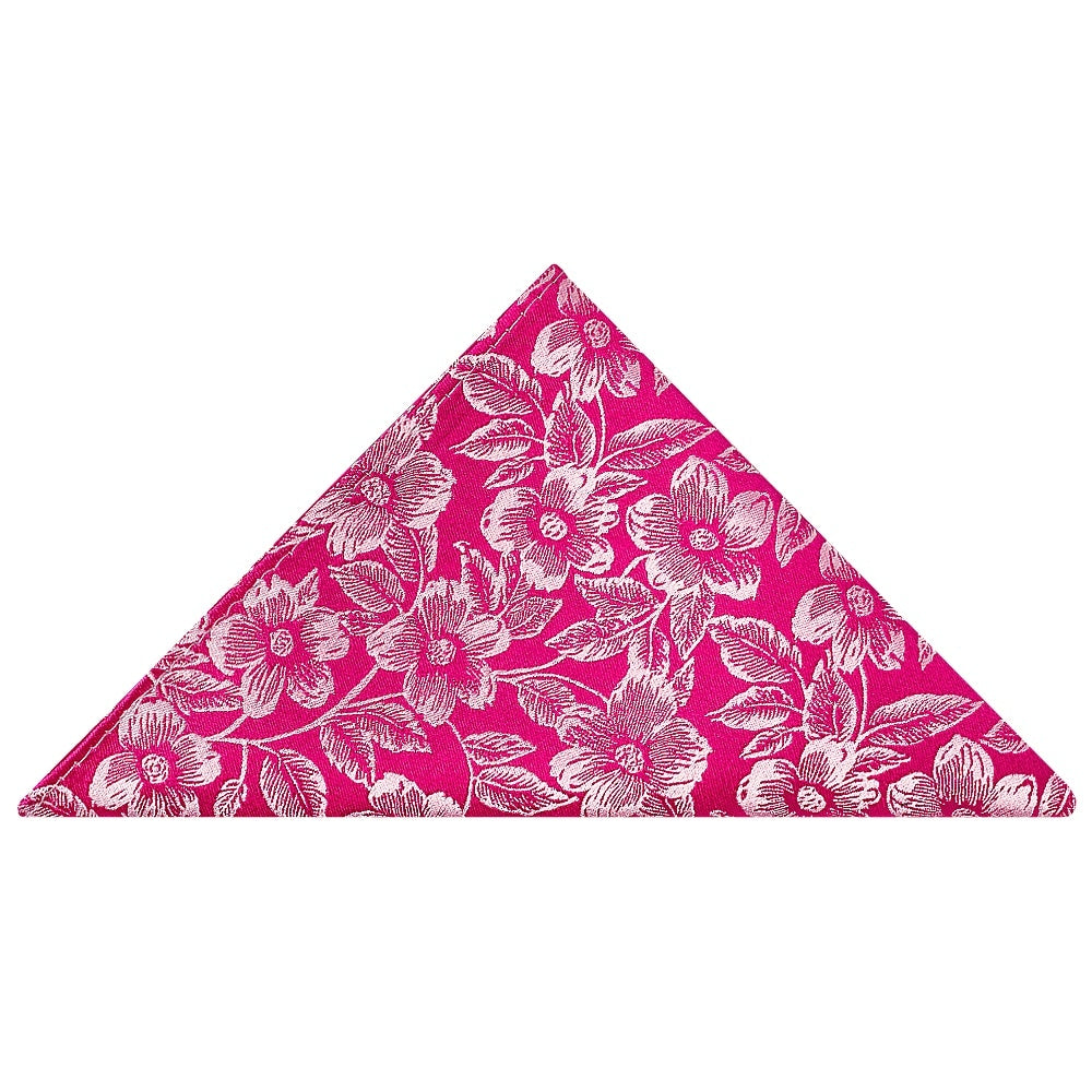 Mens Fuchsia Floral Silk Skinny Tie And Pocket Square 5