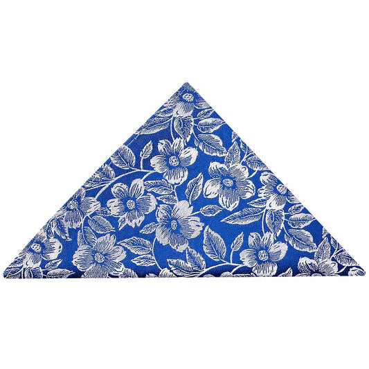 Royal Blue Floral Silk Pocket Square 1
