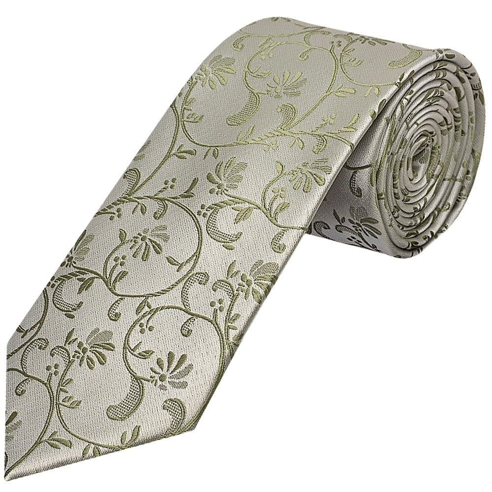 Dusty Sage Floral Classic Mens Tie And Pocket Square Set 2