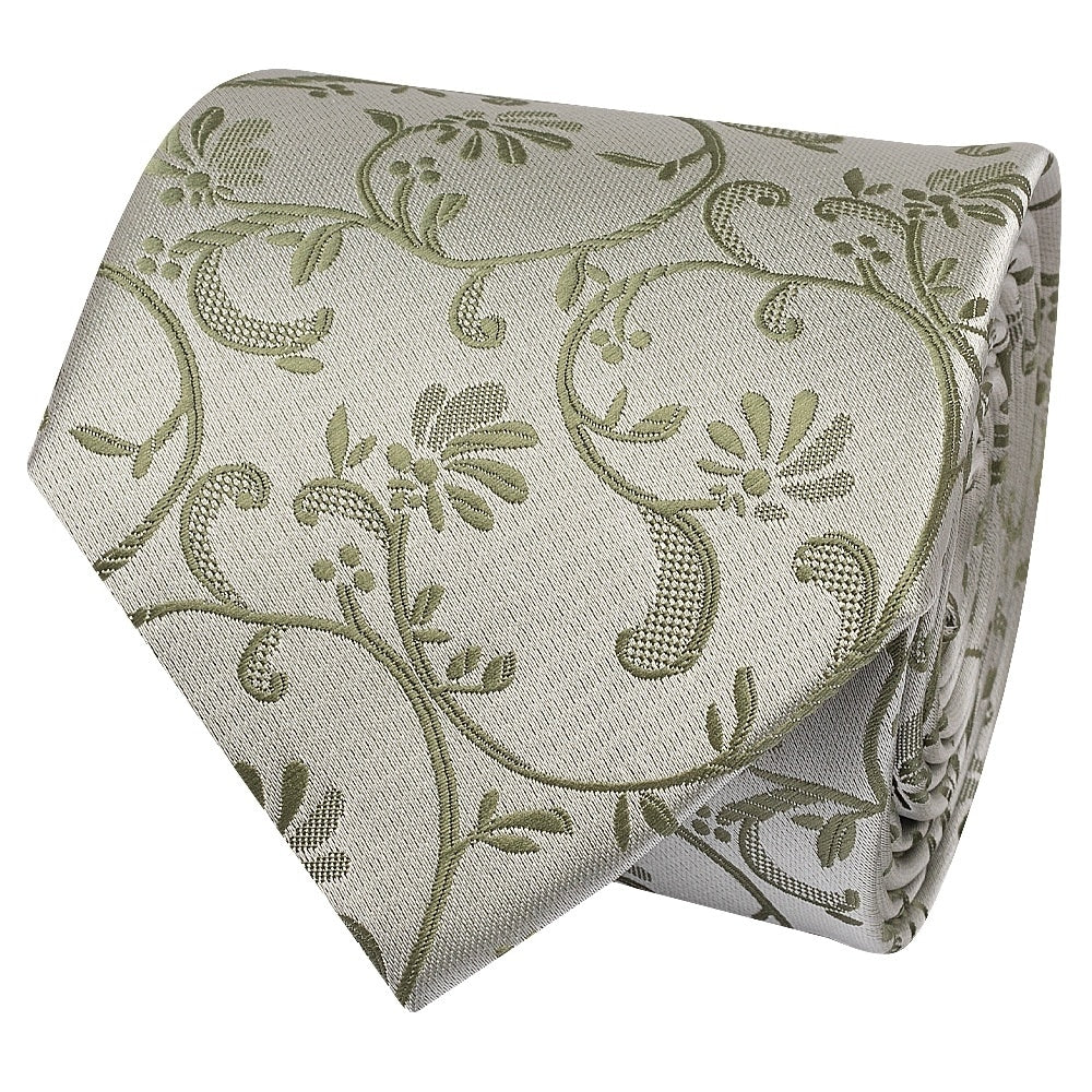 Dusty Sage Floral Classic Mens Tie And Pocket Square Set 3