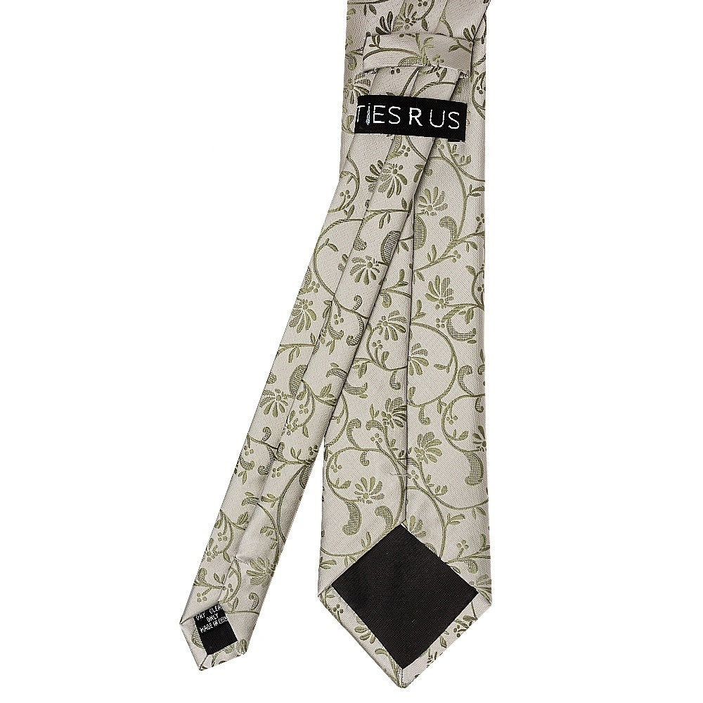 Dusty Sage Floral Classic Mens Tie And Pocket Square Set 4