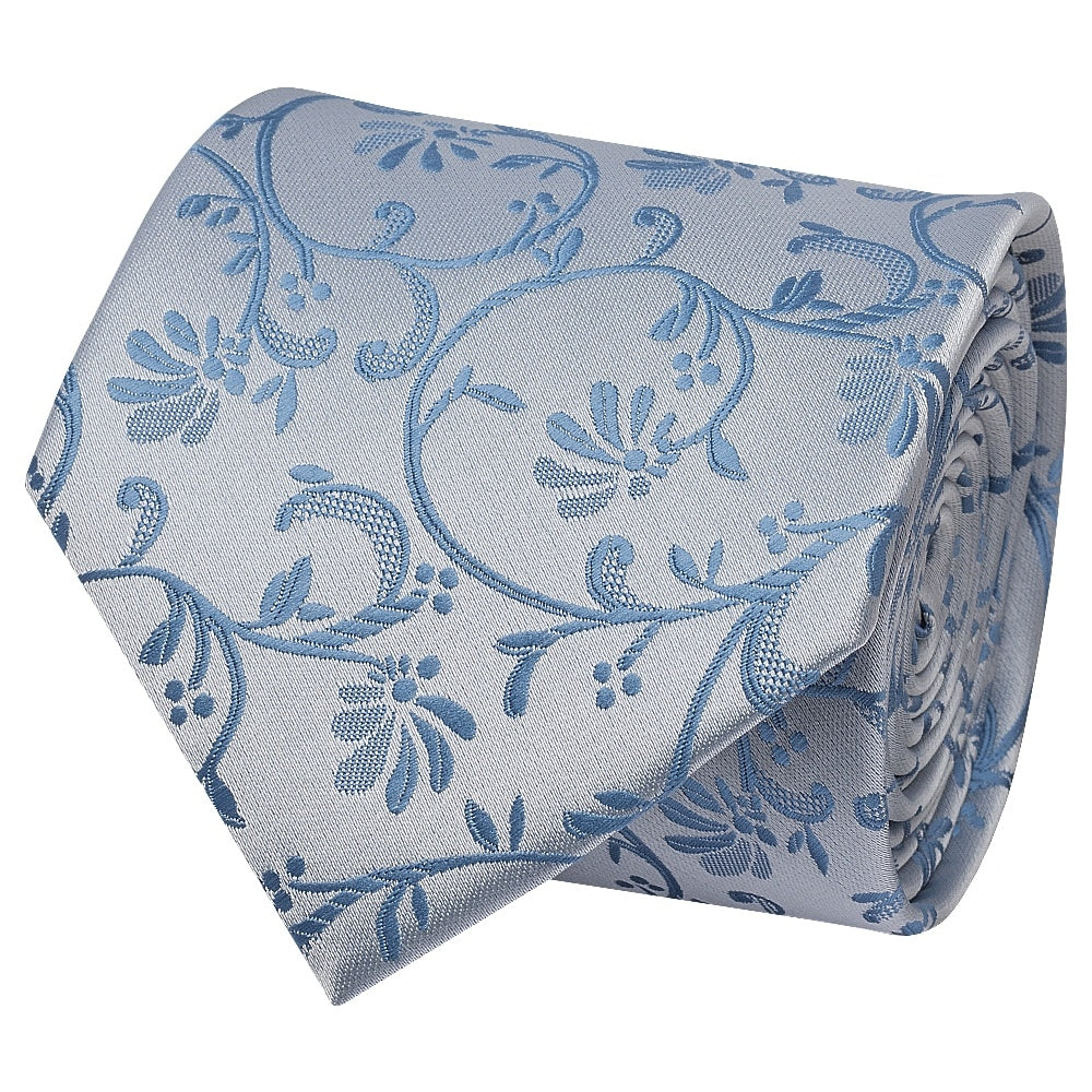 Dusty Blue Floral Classic Mens Tie 2