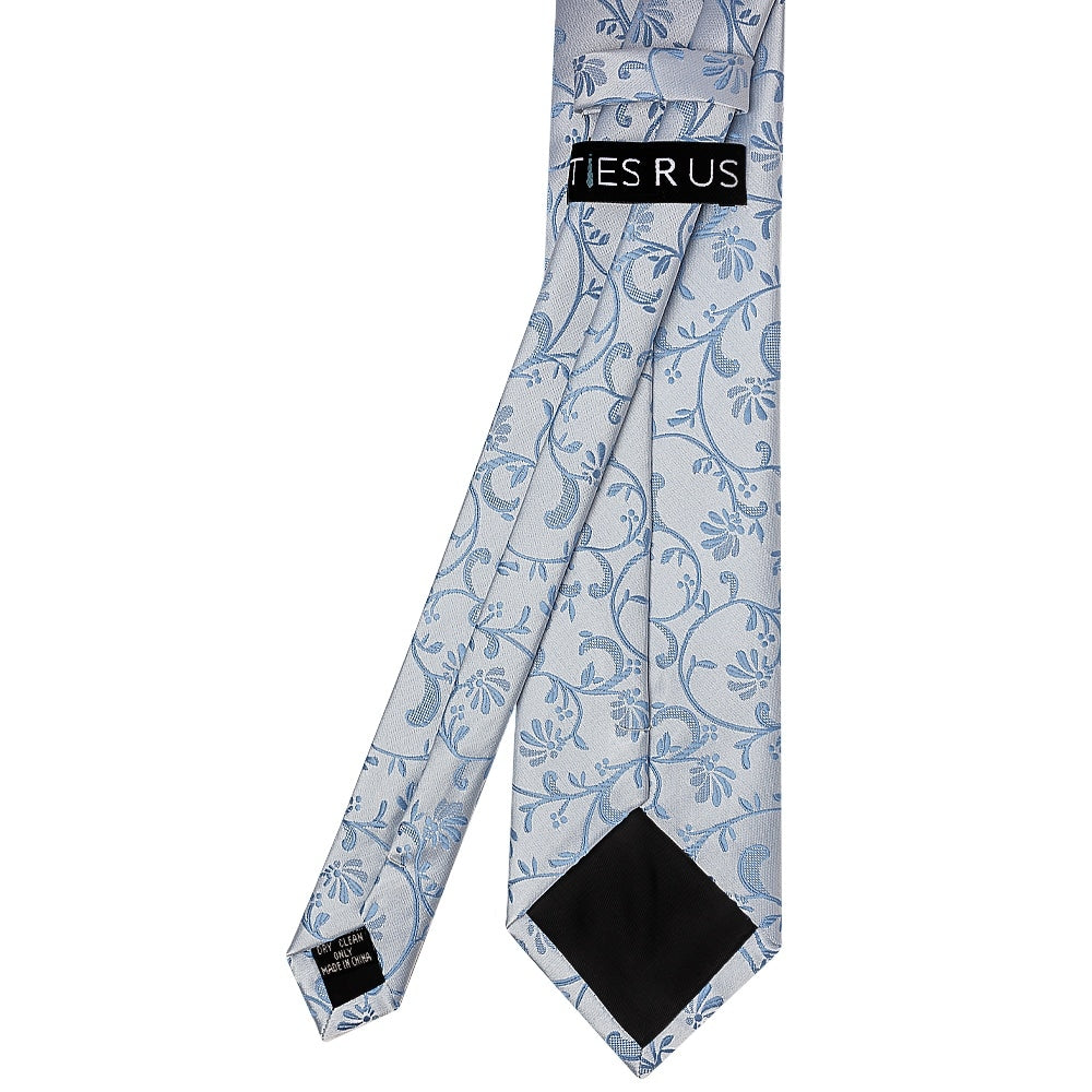Dusty Blue Floral Classic Mens Tie 3