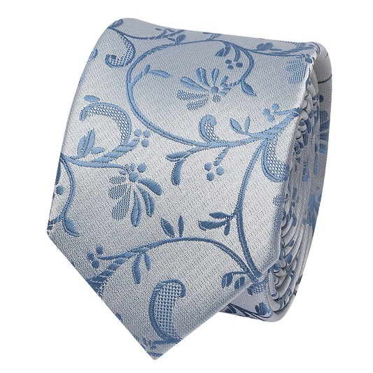 Dusty Blue Floral Skinny Boys Tie