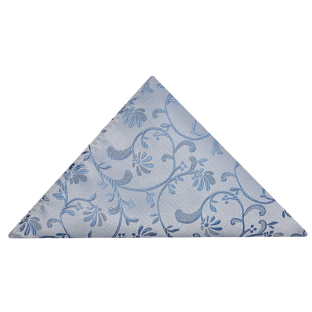 Dusty Blue Floral Skinny Boys Tie And Pocket Square Set 5