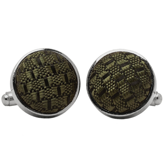 Olive Green Textured Cufflinks