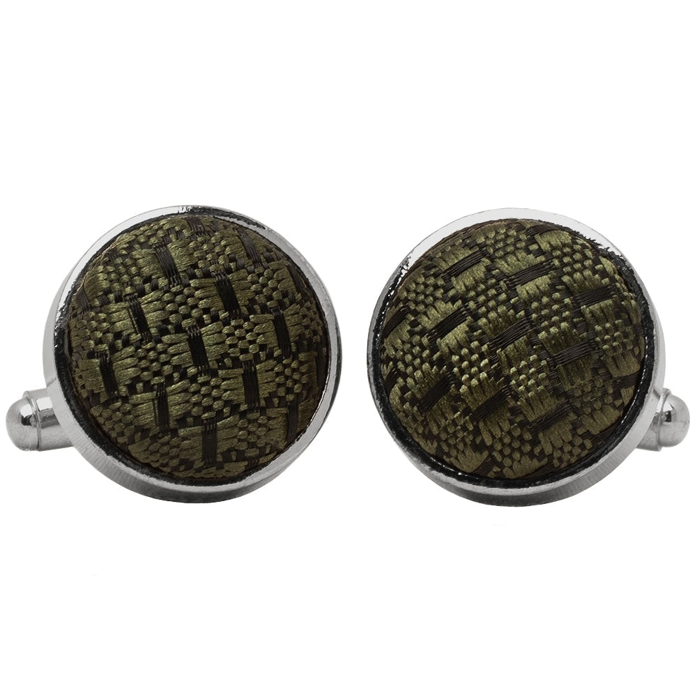 Olive Green Textured Cufflinks 1