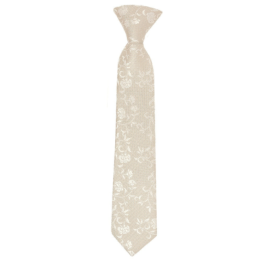 Pre Tied Champagne And White Floral Boys Tie Age 4 7 1