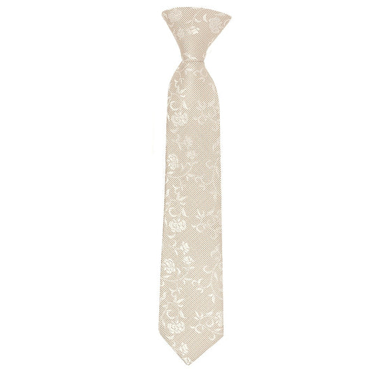 Pre Tied Champagne And White Floral Boys Tie And Pocket Square Set Age 4 7 2