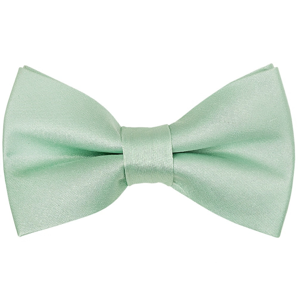 Pre Tied Moss Green Satin Silk Boys Bow Tie And Pocket Square Set 2