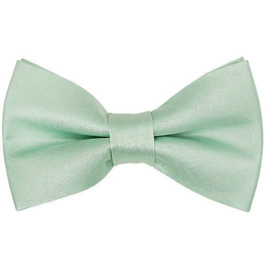 Pre Tied Moss Green Satin Silk Boys Bow Tie And Pocket Square Set 2