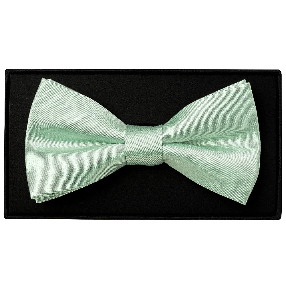 Plain Moss Green Satin Silk Mens Bow Tie 1