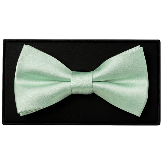 Plain Moss Green Satin Silk Mens Bow Tie 1