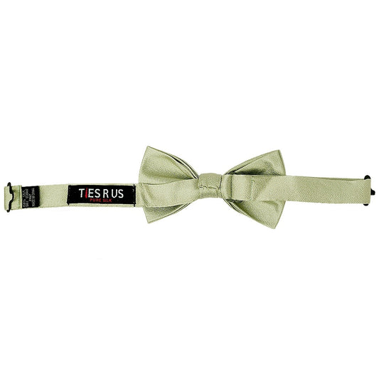 Pre Tied Sage Green Silk Boys Bow Tie Age 8 11 2
