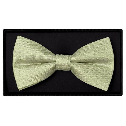 Plain Sage Green Silk Mens Bow Tie And Pocket Square Set 2