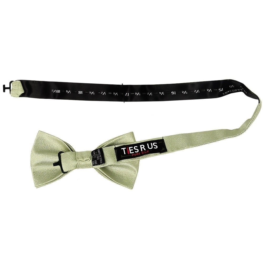 Plain Sage Green Silk Mens Bow Tie And Pocket Square Set 3