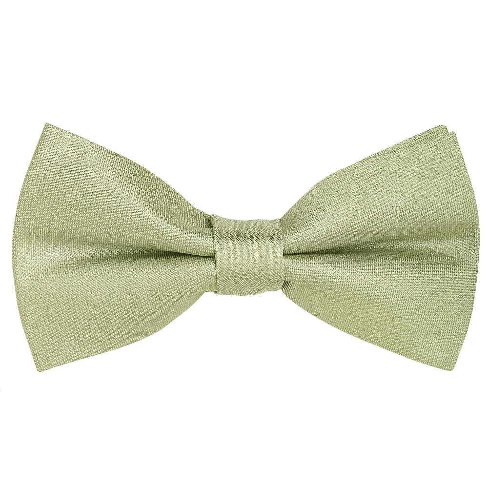 Pre Tied Sage Green Silk Boys Bow Tie And Pocket Square Set Age 4 7 2