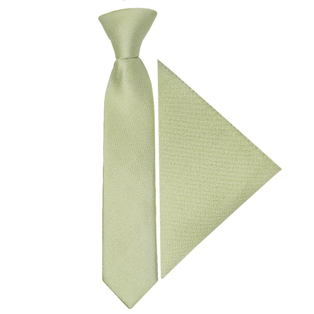 Pre Tied Sage Green Silk Boys Tie And Pocket Square Set Age 4 7 1