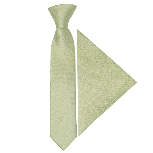 Pre Tied Sage Green Silk Boys Tie And Pocket Square Set Age 4 7 1