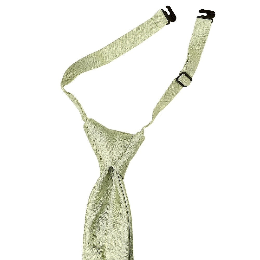 Pre Tied Sage Green Silk Boys Tie And Pocket Square Set Age 4 7 3