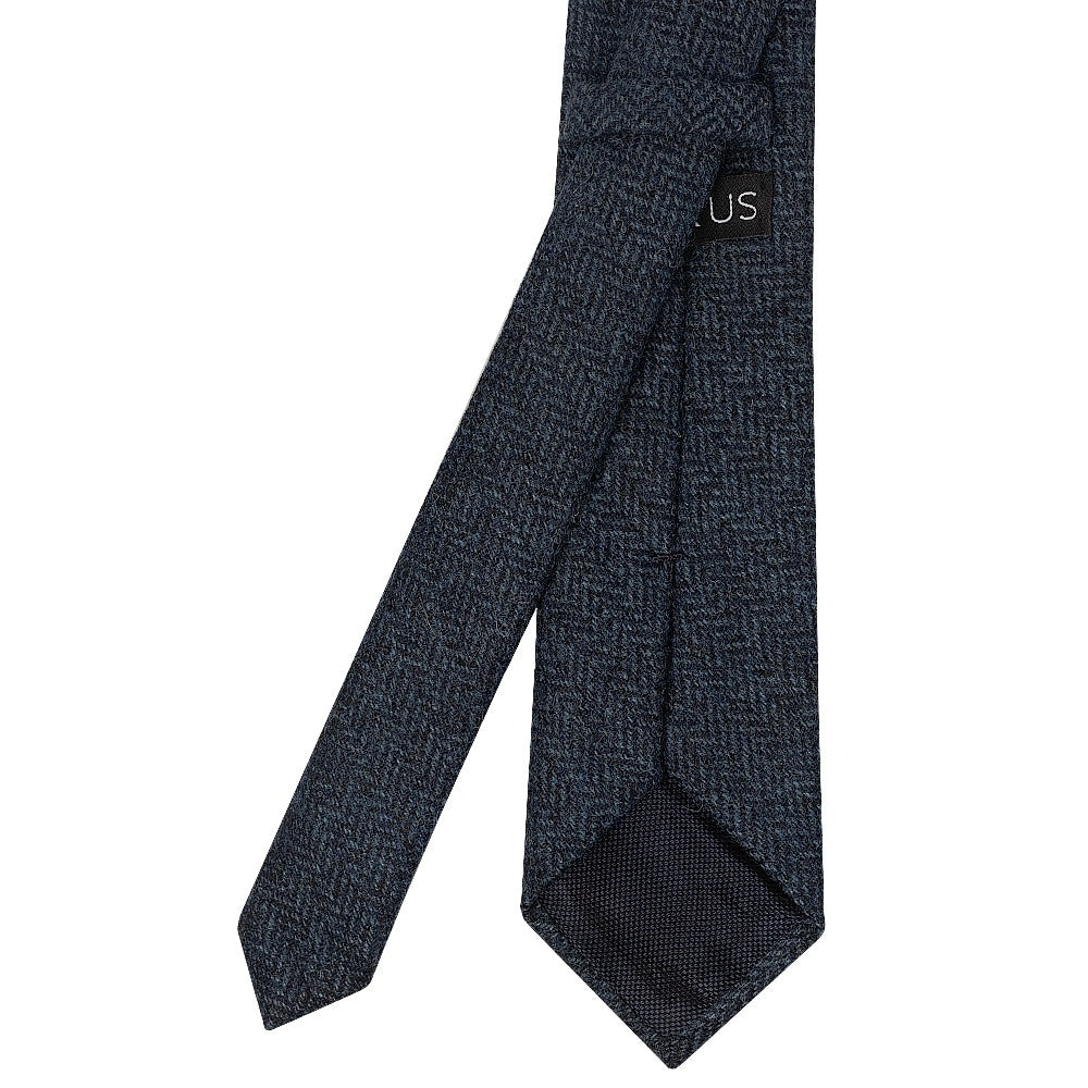 Mens Blue Herringbone Classic Tie And Pocket Square Set 4