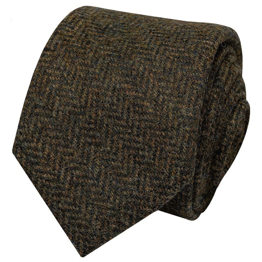 Mens Green Herringbone Classic Tie 2