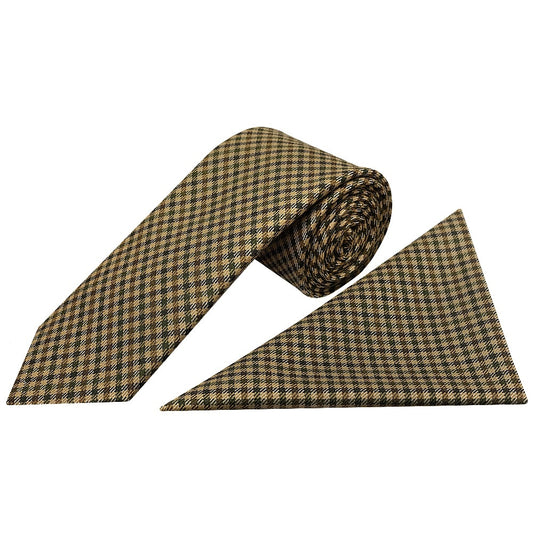 Mens Green Gingham Classic Tie And Pocket Square Set 1