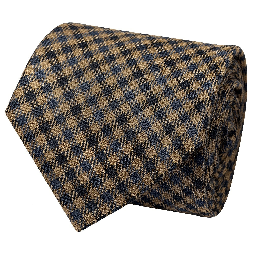 Mens Blue Gingham Classic Tie 2